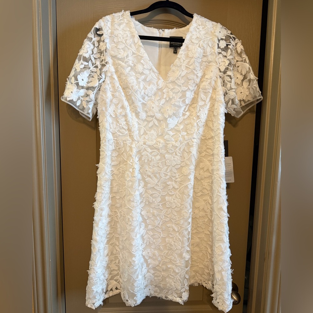 Adrianna Papell Ivory Floral Lace Dress NWT